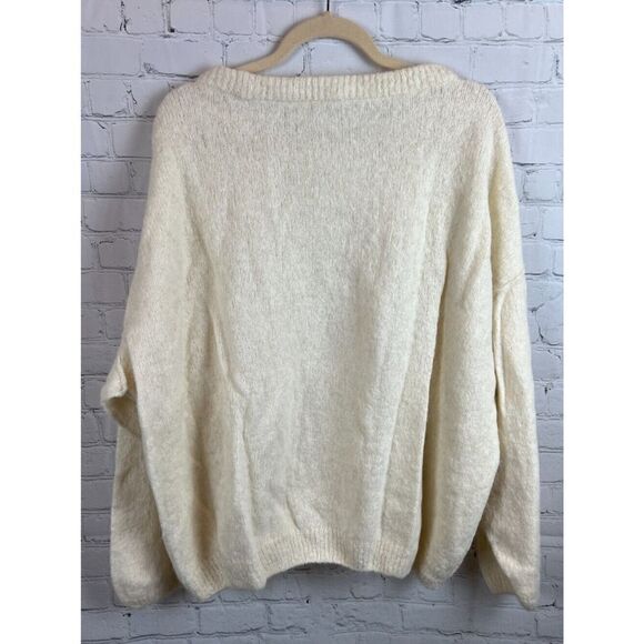 FREE PEOPLE alpaca nylon cream ivory oversized knit sweater pullover L NWOT - Picture 8 of 9